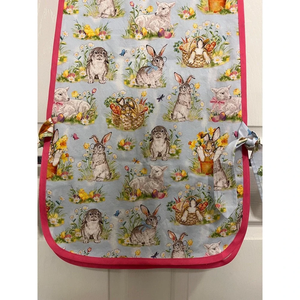 Handmade Bunny Apron Easter Apron: Adult Size XS-XL Spring Smock Apron